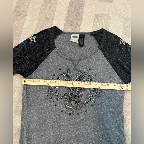 Harley-Davidson Women’s ‘American Eagle’ Baseball Tee (Size L) - Picture 7 of 7